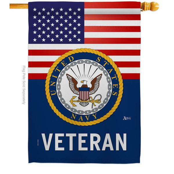 Guarderia 28 x 40 in. US Navy Veteran House Flag with Armed Forces Dbl-Sided Vertical Flags  Banner Garden GU3877293